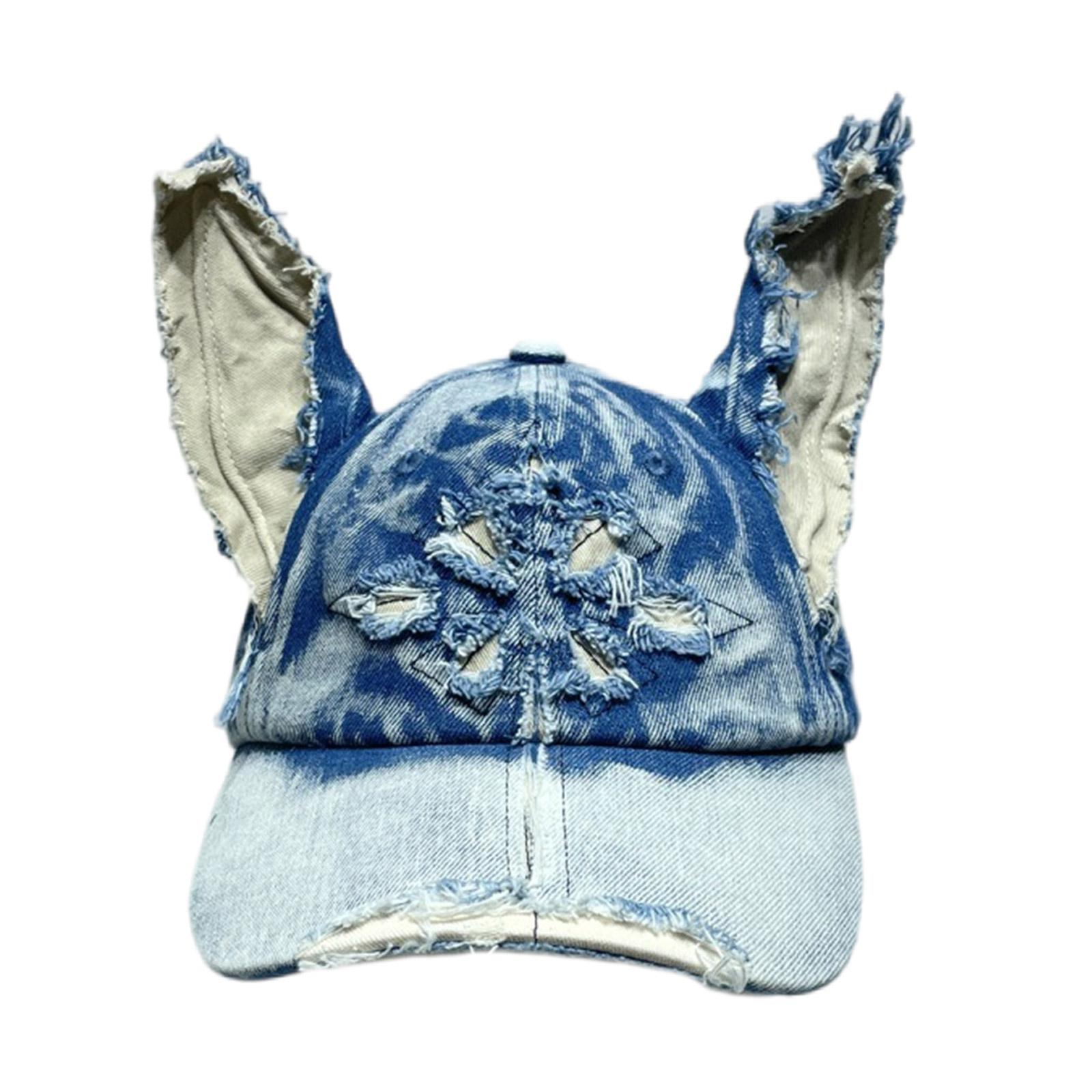 

Distressed Baseball Hat for Girls Boy Cool Rabbits Ear Baseball Hat Spring Autumn Caps Street Wear Hiphop Dancing Hat синій