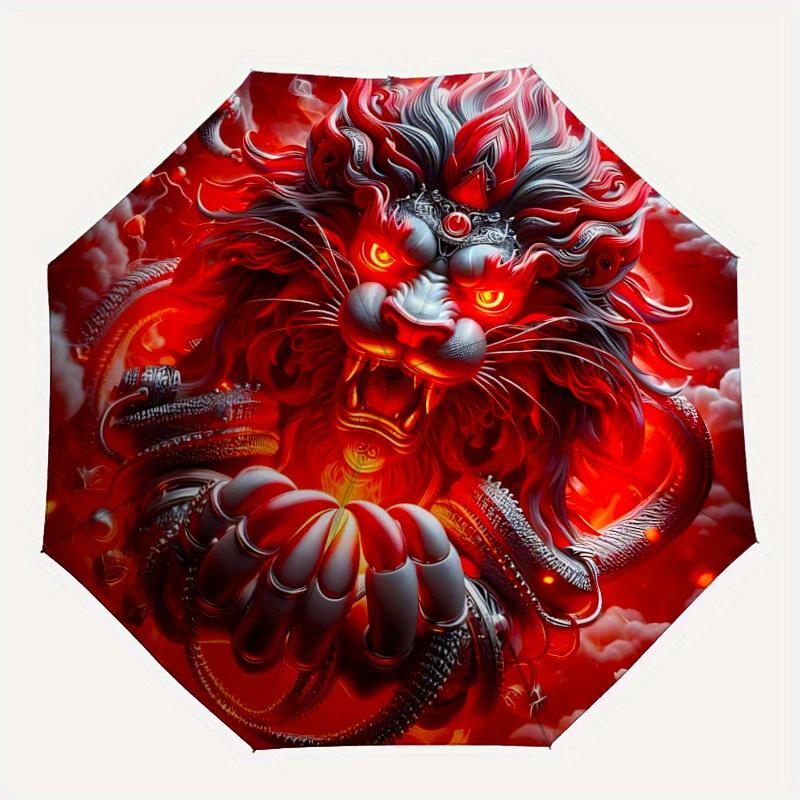 

1pc Red Dragon Automatic Opening/closing Umbrella with Auto Open/Close, Windproof, Foldable Sunshade yy250811176