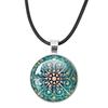 Klassische Lebensblume Seilkette Glasanhänger Halsketten Mandala Elegante und komplexe Muster Halsketten Damen Cabochon Schmuck
