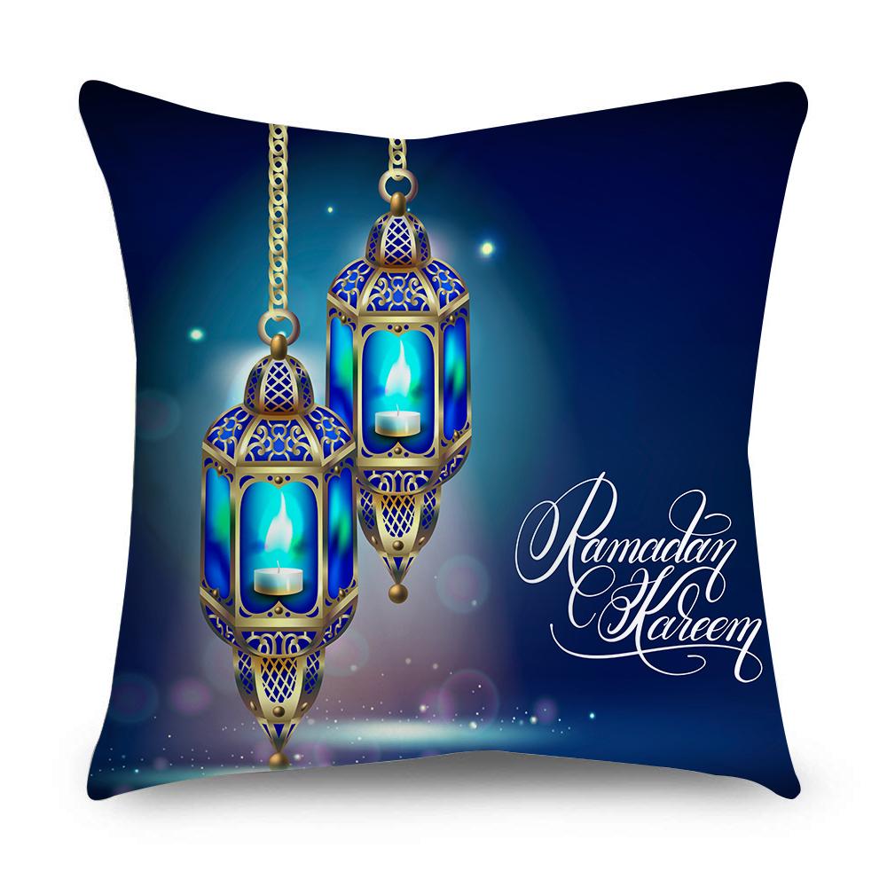 Islamic Eid Al Fitr Mubarak Ramadan Pattern Polyester Cushion Cover Home Living Room Sofa Decoration Pillow Cover