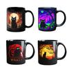 Yousheng Personalized Black Cat Mug Ceramic Coffee Mug Double-Sided Printing Tea Cup Halloween Novelty Drinkware for Cat Lovers