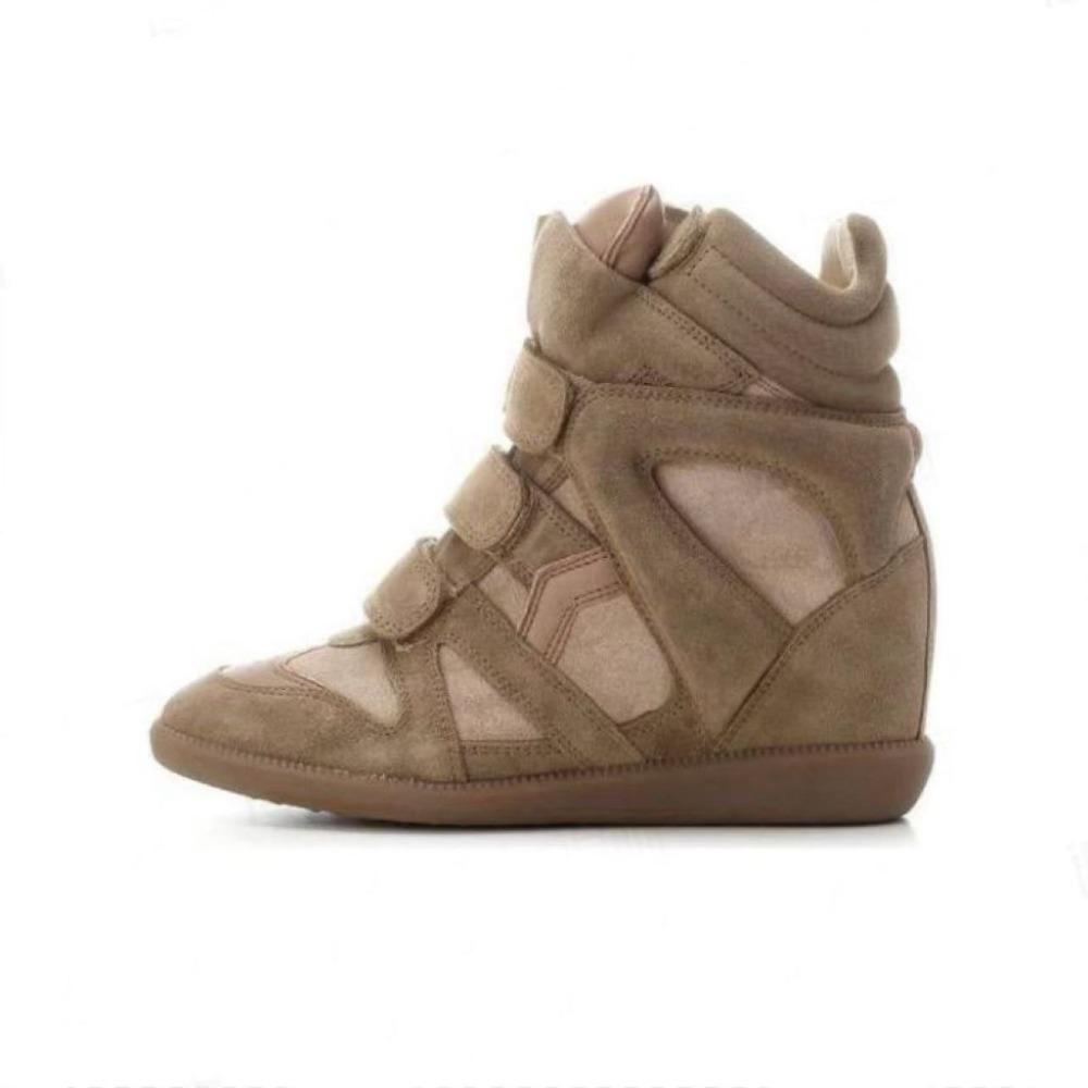 

Приховані внутрішні збільшення висоти жіночі високі кеди, кольорове поєднання, на плоскій підошві, повсякденні кросівки на липучках для жінок 39 хакі