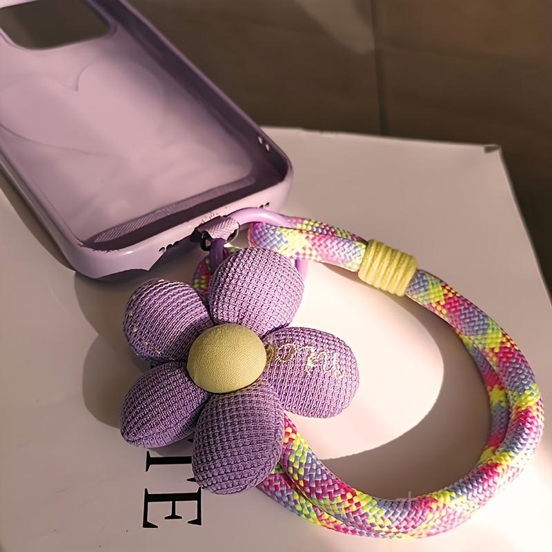 Mobile Phone Lanyard Wrist Short Style, Women's Small Flower Braided Rope, Strong and Durable Handheld Cord Prevents Loss