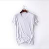 Sommer Modal Kurzarm T-Shirt Herren V-Ausschnitt Bottoming Shirt Große Größe Lose Einfarbig Sport Schlanke Herrenbekleidung
