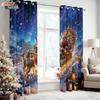2 Santa Claus Sled Print Perforated Blackout Curtains Multiple Size Living Room Bedroom Insulation Decoration Machine Washable