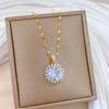 Round shape zirconia Pendant Necklace for Women 2025 New Fashion Golden Stainless Steel Chain Necklace Wedding Jewelry Accessories