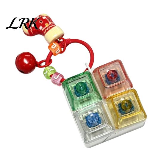 Trendy Bag Charm for Teenagers Christmas Mechanical Keyboard Fidget Keychain, Push Button Stress Relief Desktop Decompression Gadget Toy with Reindeer