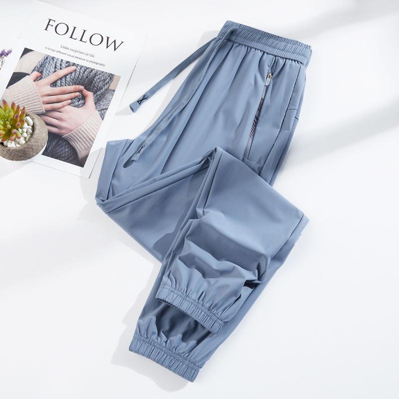 Unisex Summer Ice Silk Quick-Dry Joggers with UPF50 Sun Protection - Loose Fit Nine-Point Casual Pants
