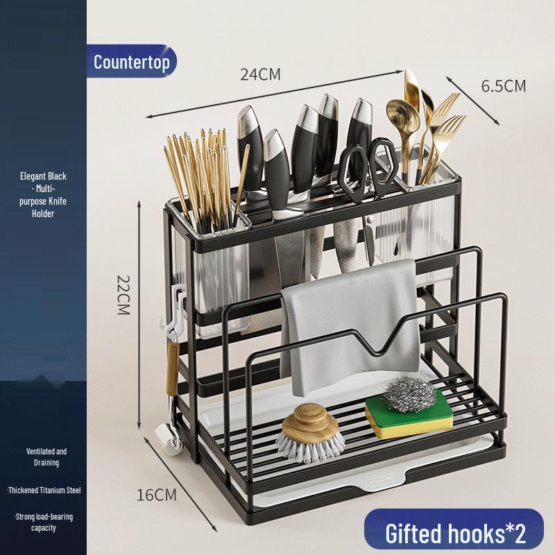 Wall-Mounted Kitchen Knife & Utensil Holder: Multifunctional Stainless Steel Rack for Pot Lids, Chopsticks, and Cutting Boards.