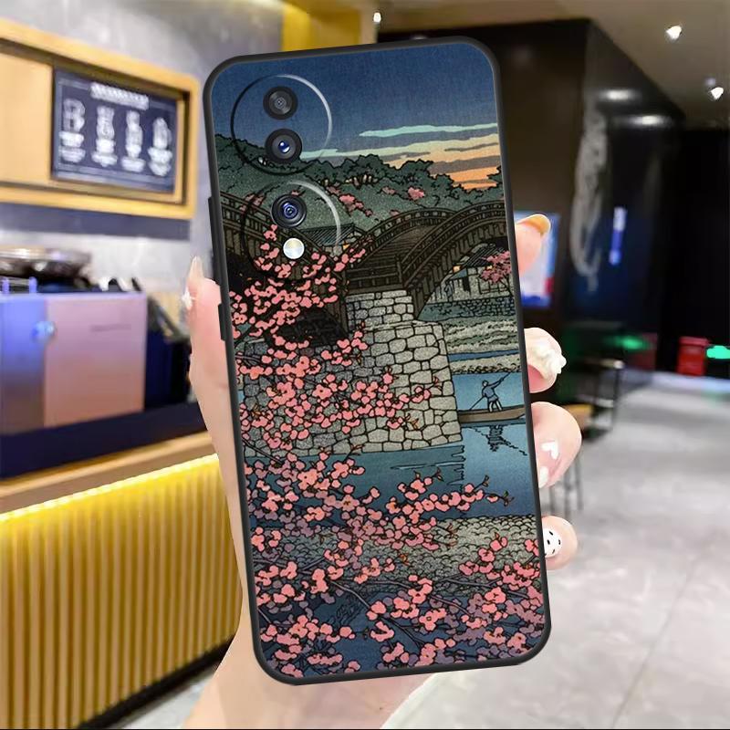Japanese Snow Cherry Blossom Art Case For Honor X7a X8a X9a X6a X8 X9 X6 X7 10 50 90 70 Lite 8X 9X Magic 4 Lite 5 Pro Cover