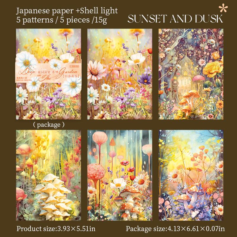 5 Pcs INS Bronzing Flowers Plant Background Stickers Decorative Diary Album Scrapbooking Material