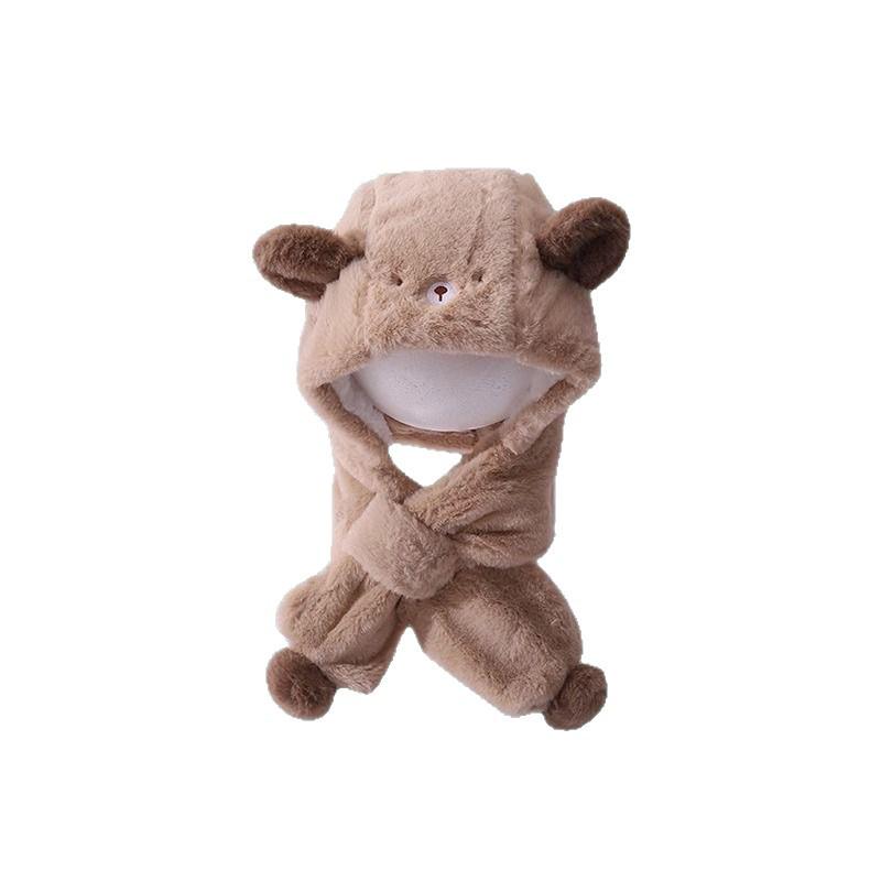 Children's Windproof Cycling Pullover Hat with Ear Muffs and Scarf for Autumn and Winter