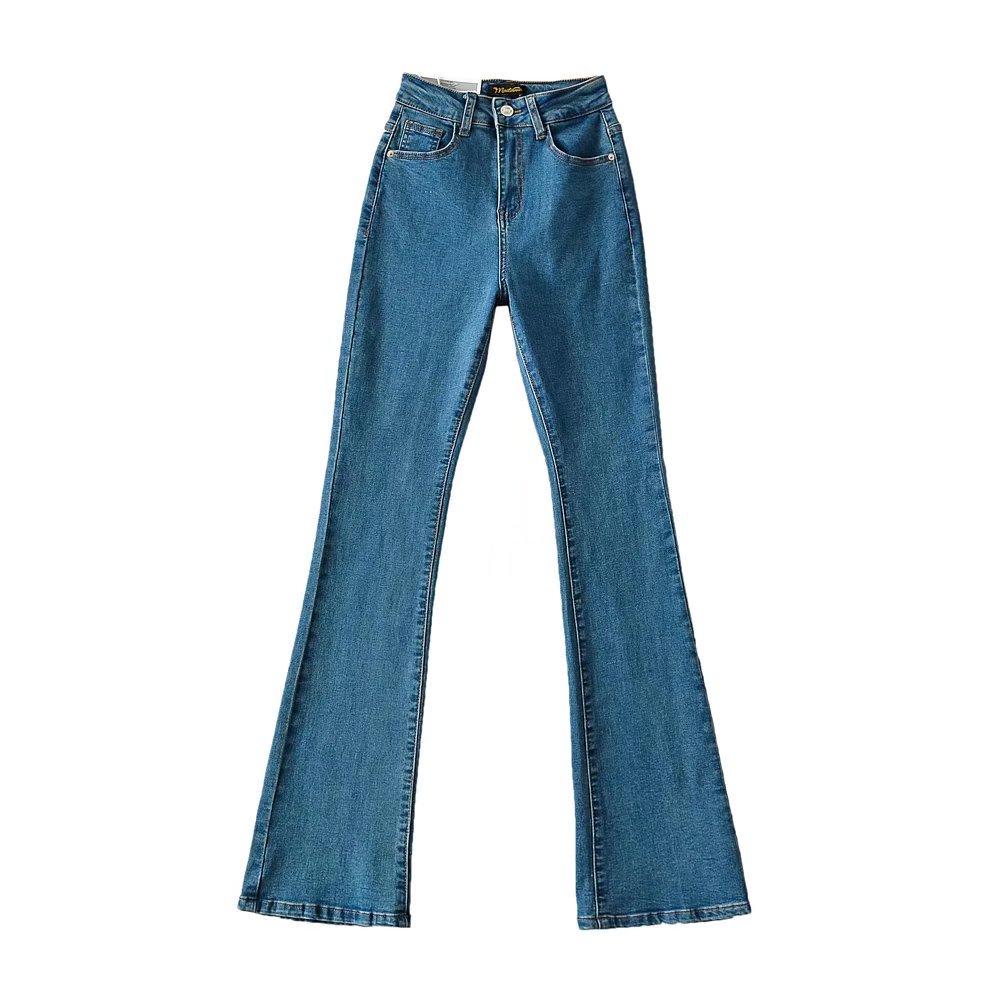 YPFF Trendy European & American Style Women's High Waist Slimming Flare Jeans with Heart Pocket.