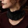 Retro Princess Style Collar French Ruffled Fake for Women, Detachable with Collared Accessory Women Button, Cotton Pleated Dickey Cuffs Sweaters