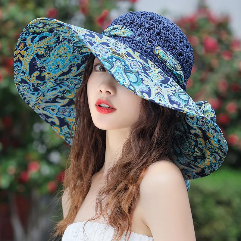 Summer Women's Dayan Sunscreen and Sunshade Fishing Hat Ethnic Style Grass Hat UV Protection Beach Hat 2025 New Gift