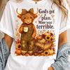 Gods Got A Plan PNG, Highland Cow Fall Design, Christian Faith Cow Sublimation, Cute Autumn Farmhouse Commercial Digital Download