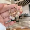 Ginkgo Hoop Earrings Opal Crystal Pearl  for Women Korean Creative Design Temperament Personality Jewelry Girl Gift Brincos