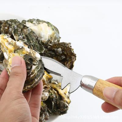 Wooden Handle Oyster Knives Home Thickened Stainless Steel Professional Pry Oyster Knife Multi-purpose Scallop Knife Oyster Tool