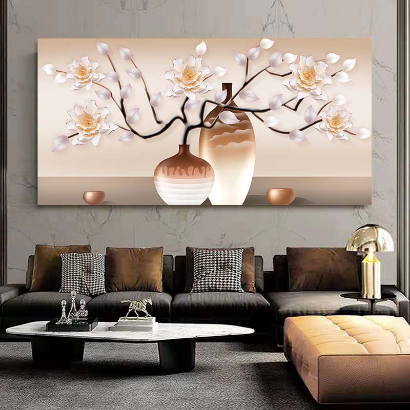Abstraktes Goldenes Weißes Blume Leinwandgemälde Licht Luxus Wandkunst Bild Poster und Drucke für Wohnzimmer Heimdekor Kein Rahmen