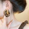 Vintage Leopard Print Earrings Trendy Geometric Earrings Simple Acetate Hoop Earrings  Women