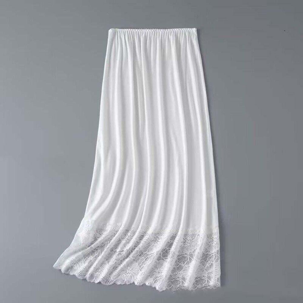 Netzblume Damen Spitze Langer Unterrock Einfarbige Hohe Taille Futter Unterrock Damen