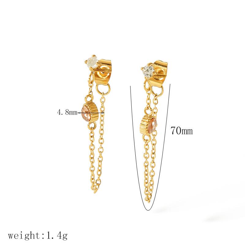 

Серьги-гвоздики Haoshi из 18-каратного золота, нержавеющая сталь, серьги-цепочки с цветными бриллиантами, бахрома, женская мода, простые ювелирные изделия