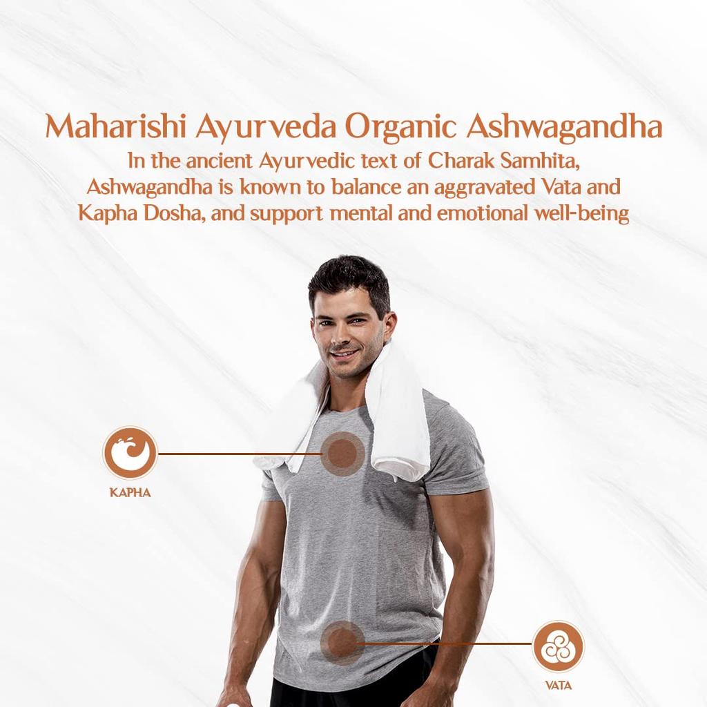 Maharishi Ayurveda Organic Ashwagandha | 100% Organic| General Wellness Tablets| Rejuvenates Mind & Body | Made with Pure Herbs | 60 Tablets