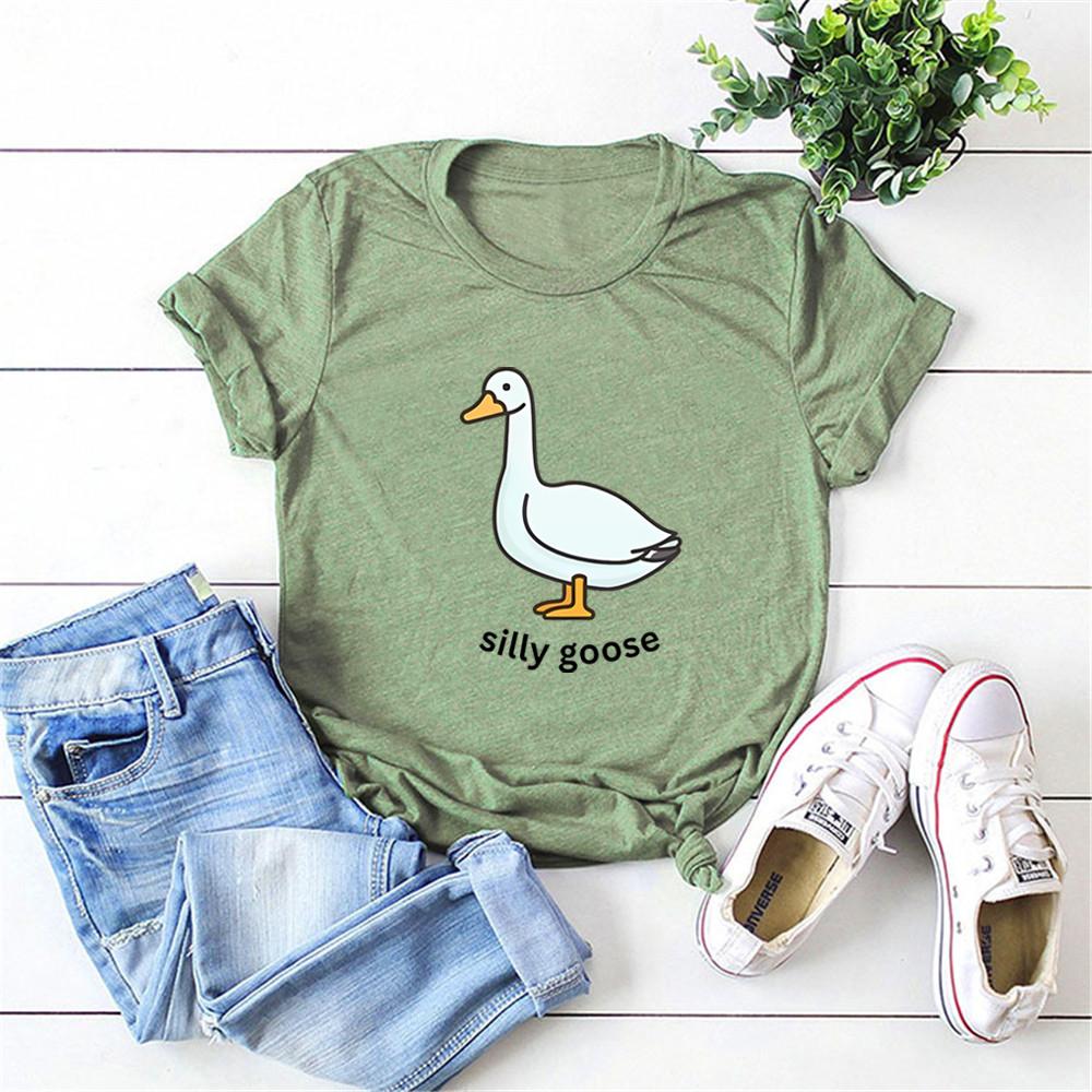 Silly Goose TShirt Cute Goose Short Sleeve Shirts Silly Goose University Shirt Funny Goose Tee Unisex Trendy Summer Casual Tops