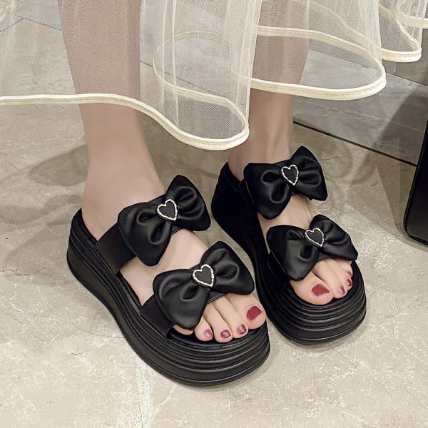 

Модная обувь Домашние тапочки Платформа Шлепанцы с бантом Слиперы Женские Летние Мягкие 2025 Бант Женская обувь Бант Сл 35