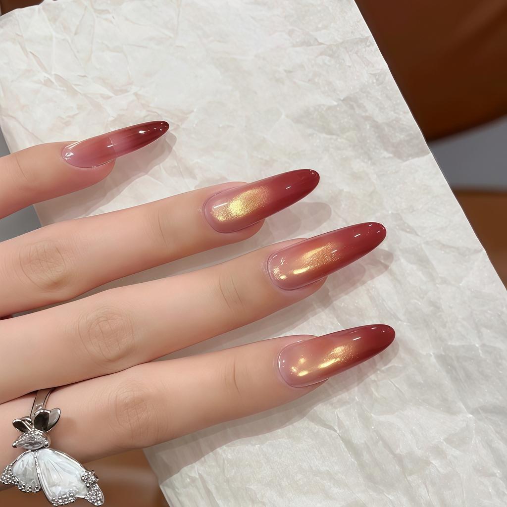 ins wind full zirconium pure hand-worn nail temperament medium and long high-end diamond ring nail art fake nail patch