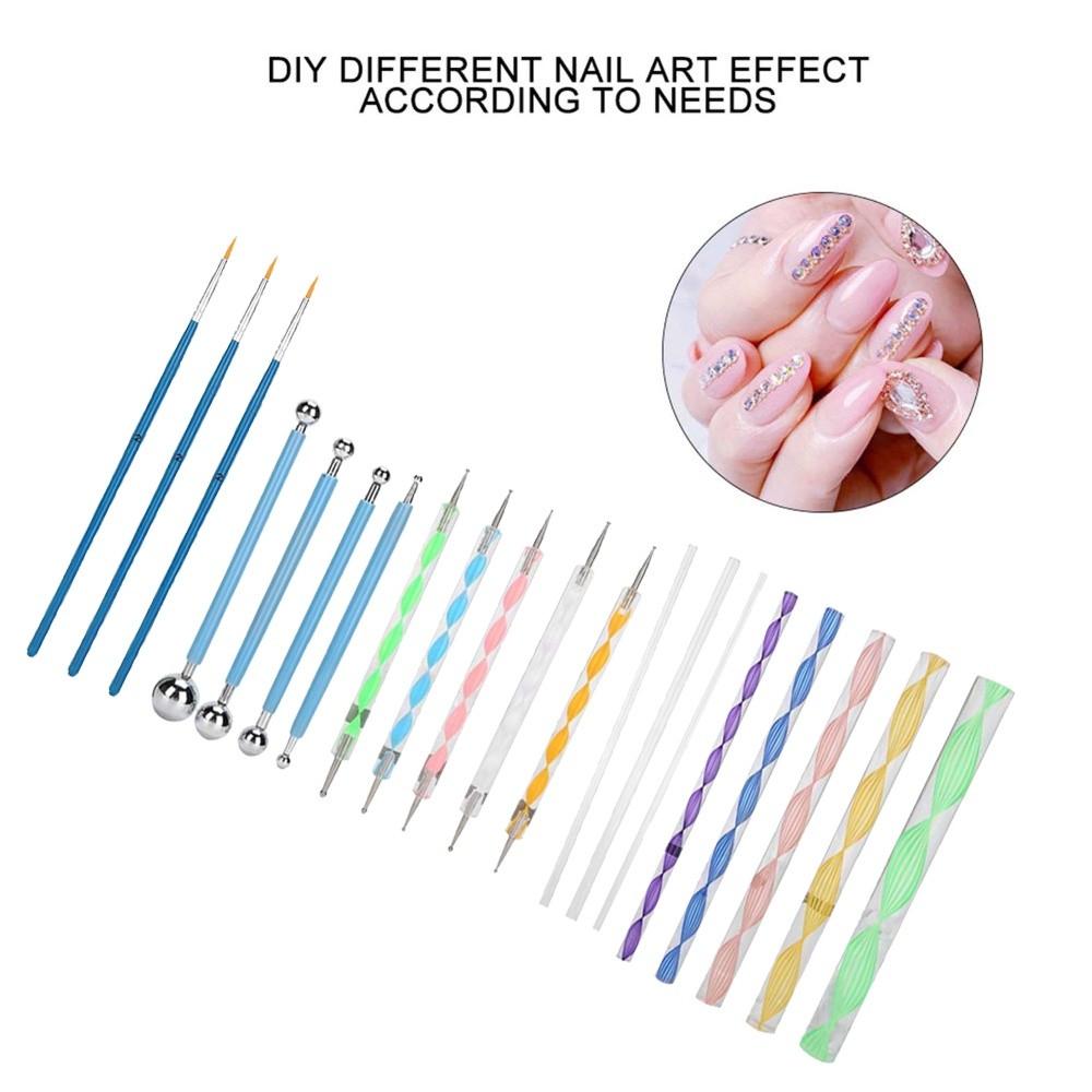 20pcs Ball Stylus Double Sided Nail Art Dotting Tool Set Acrylic Painting
