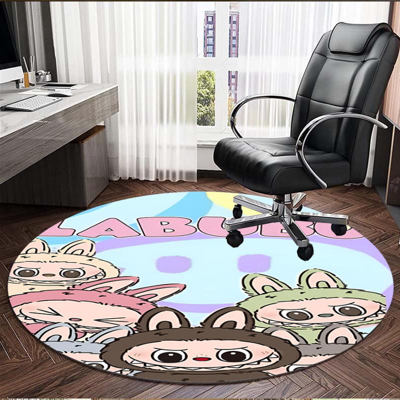 Labubu Print Round Rug, Washable Floor Carpet, For Entryway Dorm Laundry Room Office Study, Home Decor Birthday Christmas Gift