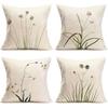 Rustic Floral & Plants Throw Pillow Covers - Decorative Linen Cushion Cases for Sofa, Zipper Closure Perfect for Home Decor