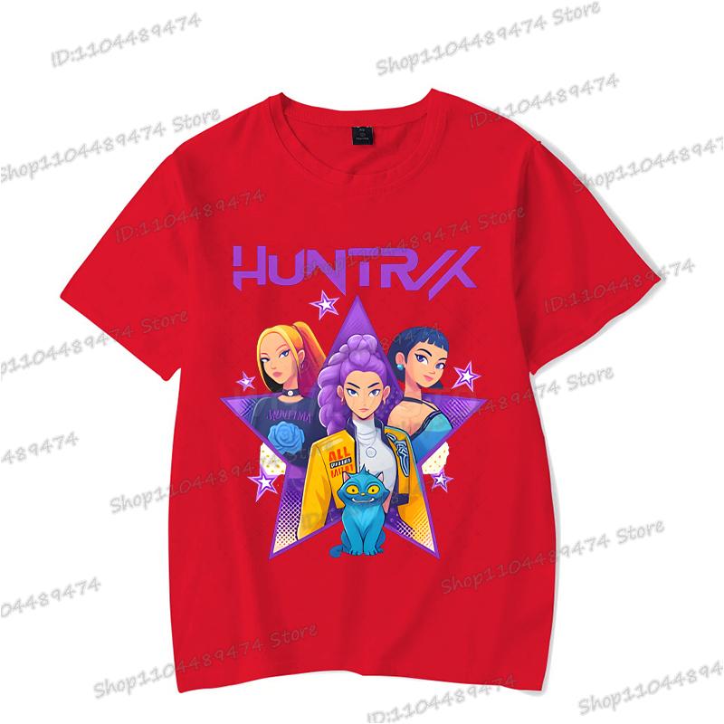 Vintage Kpop Demon Hunters Anime T-shirt Rumi Zoey Mira Print T Shirt Harajuku Cartoon Kpop Demon Hunters Teenage Girls Tshirts
