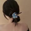 [Elegant Hairpin] Vintage Blue Enamel Hairpin - Elegant Alloy Floral Hair Accessory | For Women and Girls, Ideal for Valentine's Day, Polished Finish