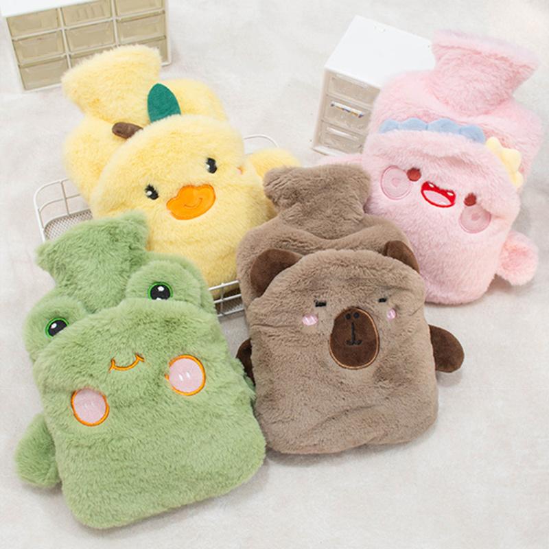 New Cartoon Animal Warm Bag Pvc Thick Hot Water Bag Cute Capybara Plush Cover Warm Water Warm Hand Treasure Girls Gift Winter