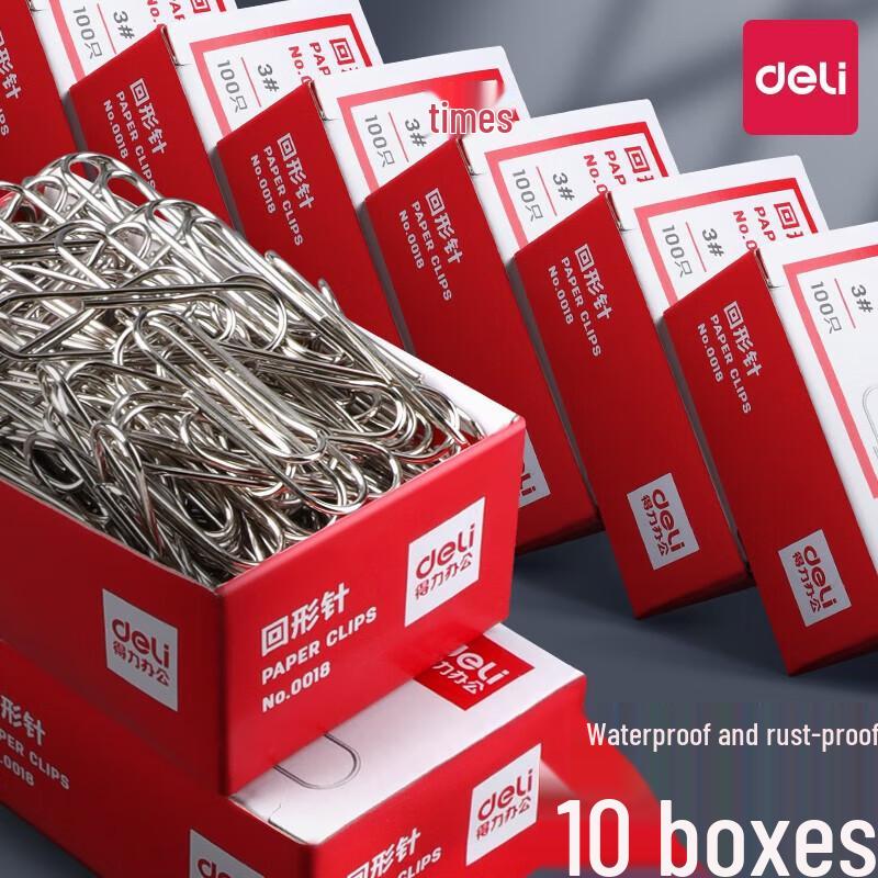 Deli 29mm Nickel-Plated Metal Paper Clips