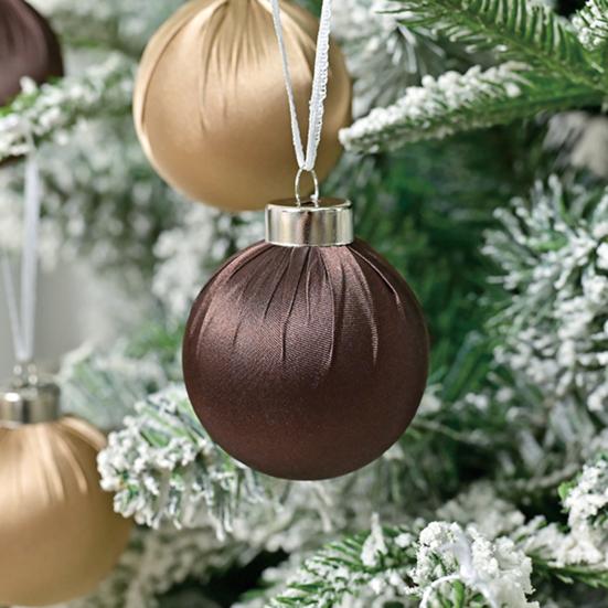 12Pcs/Set 6CM Velvet Christmas Ball Ornament Shatterproof Plastic Reusable Holiday Xmas Tree Hanging Flocked Ball Decoration Pendant