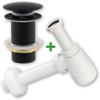 Set: Click-clack Plug Without Overflow + Sink Siphon for Washbasin, Black