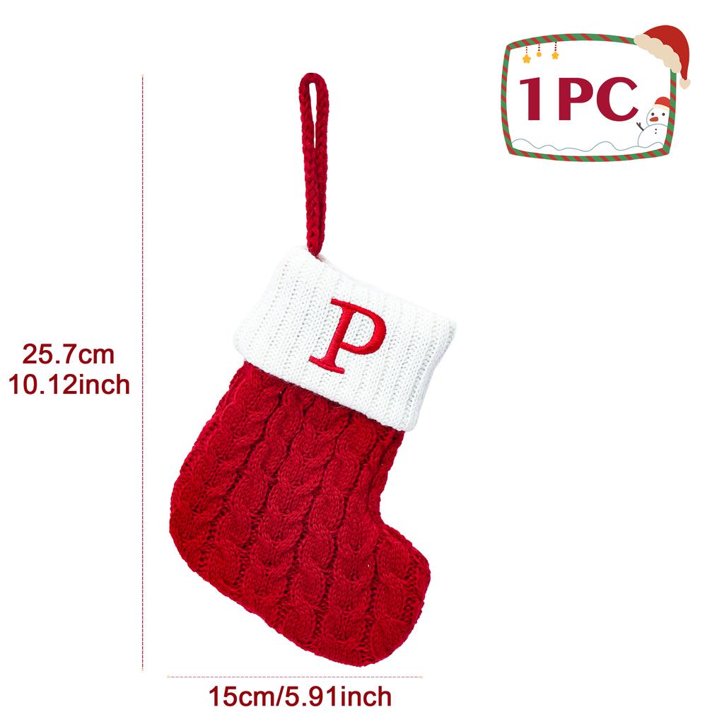 Christmas Socks Knitting Snowflake Letter Stocking Christmas Decoration 2025 For Home Xmas Tree Ornament Gift Navidad Natal 2026