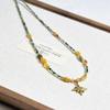 Natuurlijke Turkoois Agaat Kralenketting met Sterrenburst Hanger – Retro Literaire Sleutelbeenketting