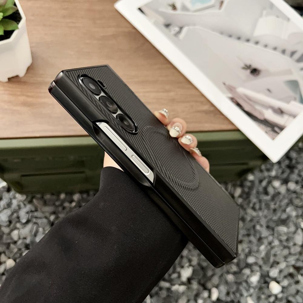 High End Carbon Fiber Magnetic Hinge for Magsafe Phone Case for Samsung Galaxy Z Fold 7 6 5 4 3 Wireless Charging Bumper Cover
