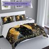 3PC Custom Name "Magical Night Cat Art" Bedding Set Duvet Cover Closure Includes 1 Duvet Cover & 2 Pillowcases for Bedroom