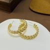 Korean Style Geometric Twisted Heart Earrings: Light Luxury Multi-Layer Niche Ear Jewelry for Women