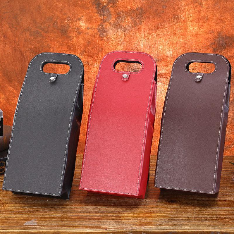 Leather Red Wine Packaging Bags Wine Tote Bags Universal Packaging Carrier Single/Double Bottle Protective Wine Gift Bags