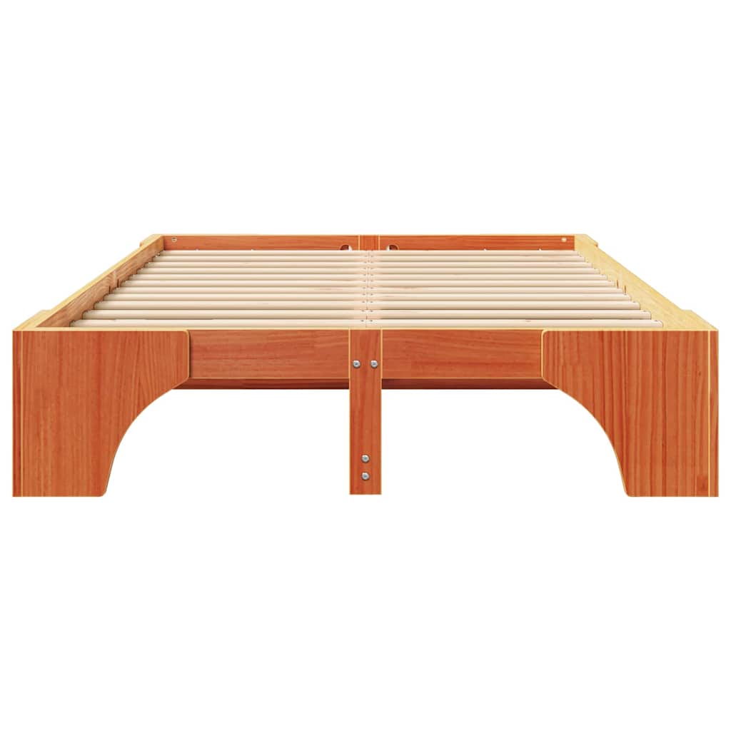 Bed Frame Wax Brown 120 x 190 cm Solid Pine Wood