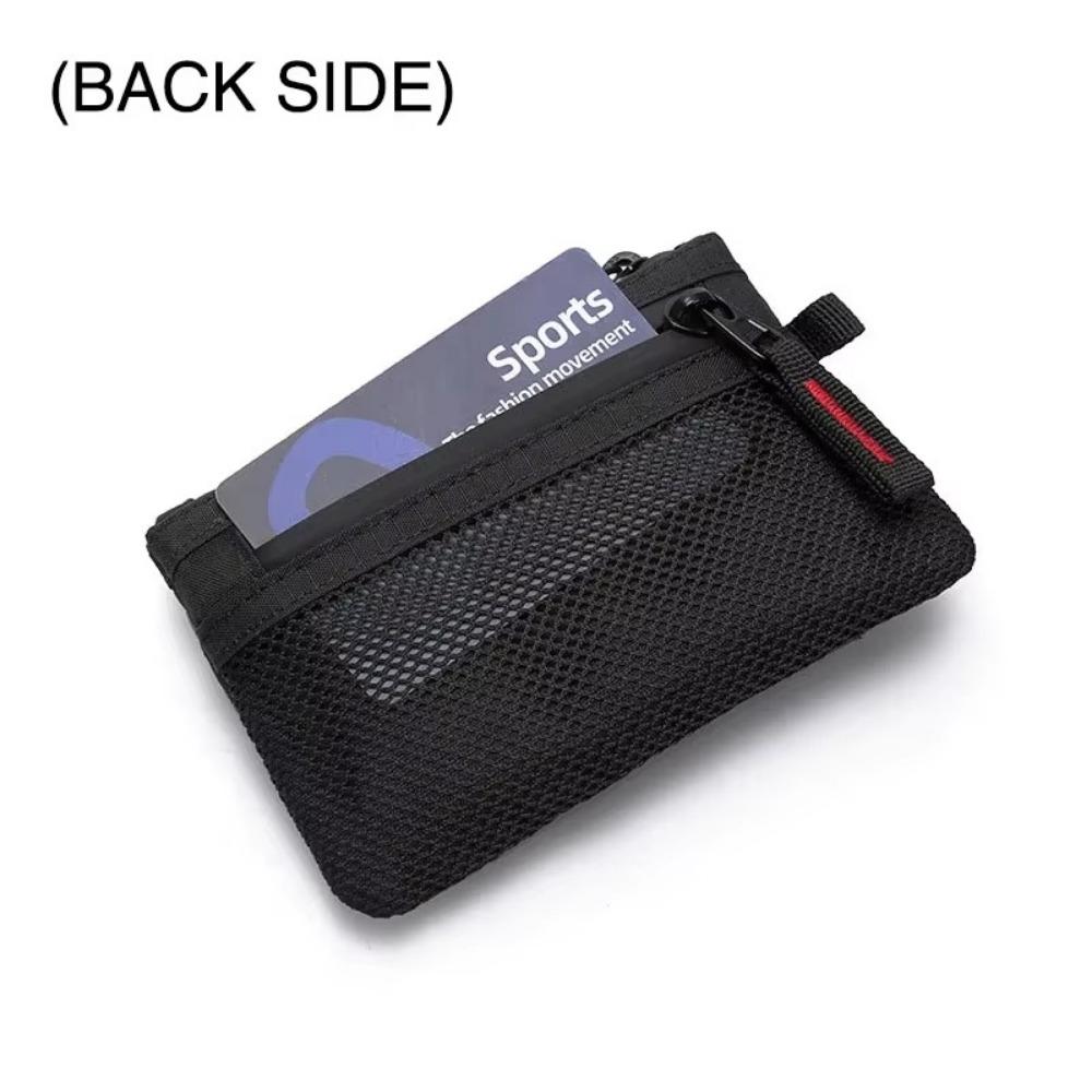 Rfid Credit Card Holder Men Wallets Luxury Nylon Slim Wallet Zipper Key Card Case Male Purse Coin Purse With Carabiner