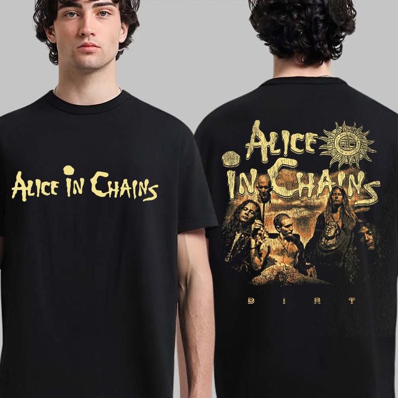 

Vintage Alice In Chains Print Short Sleeves Tshirt Grunge Rock Band Graphic Unisex Women 90s Alternative Music Merch Gift For Fan 4XL