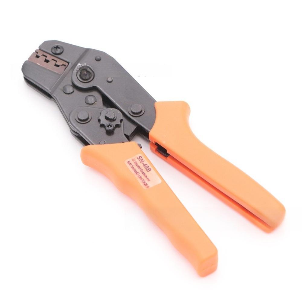 SN-48B Ratchet Crimping Pliers Red Blue Handle Multi Functional Wire Terminal Crimper for 18-28AWG Male Female Spade Pins