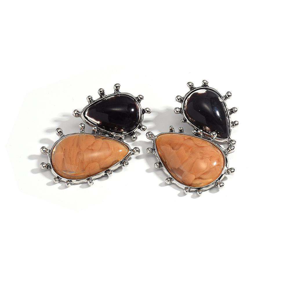 Two-Tone Marble Resin Retro Geometric Earrings